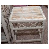 White Painted Wicker Shelf and Side Table