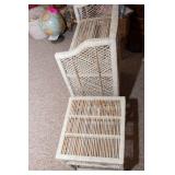 White Painted Wicker Shelf and Side Table