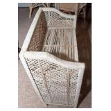 White Painted Wicker Shelf and Side Table