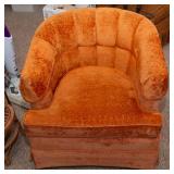 Vintage Royal Parlor Orange Rocking Swivel Barrel Chair
