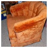 Vintage Royal Parlor Orange Rocking Swivel Barrel Chair