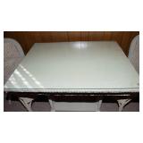 Vintage White Wicker Table with 2 Chairs – Crackled Patina