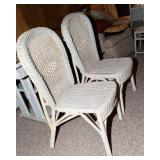 Vintage White Wicker Table with 2 Chairs – Crackled Patina
