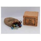 Assortment of Marbles – American Marbles Co. Sealed Box and Bag of Marbles