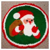 Vintage Latch Hook Santa Tree Skirt – 33.5" Diameter