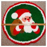Vintage Latch Hook Santa Tree Skirt – 33.5" Diameter