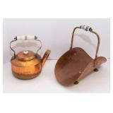 Vintage Copper Teapot and Copper Tray with Handle