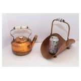 Vintage Copper Teapot and Copper Tray with Handle