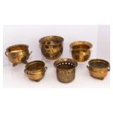 Set of Five Brass Planters