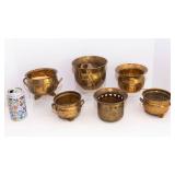 Set of Five Brass Planters