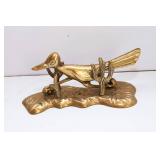 Set of Three Brass Figurines: Armadillo, Roadrunner, and Cricket