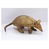 Set of Three Brass Figurines: Armadillo, Roadrunner, and Cricket