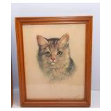 Vintage P.H. Schon Cat Prints – Set of Two, Framed (8" x 10")