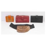 Leather Accessories Lot: Fanny Pack, Checkbook, and Wallet