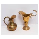 Two Large Brass Pitchers