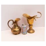 Two Large Brass Pitchers