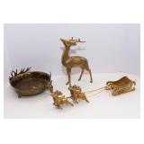 Lot of Three Brass Deer Items