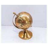 Lot of Three Brass Items: Steer, Boot, and Globe