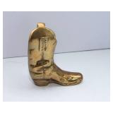 Lot of Three Brass Items: Steer, Boot, and Globe