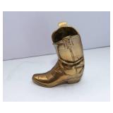 Lot of Three Brass Items: Steer, Boot, and Globe