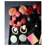 Set of 16 Pairs of Vintage Colorful Wooden Earrings #2