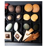 Set of 16 Pairs of Vintage Colorful Wooden Earrings #2