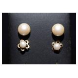 Set of 3 Pearl-Like Earrings – Authenticity Not Verified