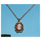 Vintage Cameo Necklace & Cameo Perfume Essence Compact – New in Box