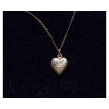 Gold-Tone Locket Necklace with Two Heart Pendants (12K Gold)