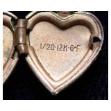 Gold-Tone Locket Necklace with Two Heart Pendants (12K Gold)