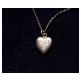 Gold-Tone Locket Necklace with Two Heart Pendants (12K Gold)