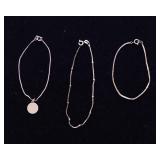 Sterling Silver Jewelry Lot – Two Bracelets & Anklet