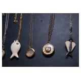 Set of Six Necklaces - Stone, Compass and Clock