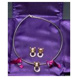 Sterling Silver Necklace and Matching Earrings Set – Cat Pendant