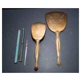 Gold-Tone Vanity Set & Antique Mother-of-Pearl Dip Pen