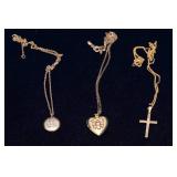 Three Vintage Necklaces – Religious & Heart Lockets