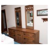 Bassett Mid-Century Modern Dresser with Two Mirrors – 72"L x 19"D x 30.5"T