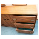 Bassett Mid-Century Modern Dresser with Two Mirrors – 72"L x 19"D x 30.5"T