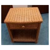 Wicker Side Table – Tan, 21"L x 17"W x 22"T