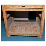 Wicker Side Table – Tan, 21"L x 17"W x 22"T