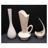 Set of Three White Decorative Vases