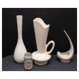 Set of Three White Decorative Vases