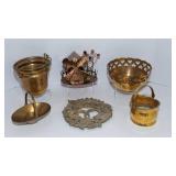 Brass Items & Small Metal Windmill – Assorted Lot
