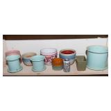 Variety of Pink and Blue Ceramic Planters