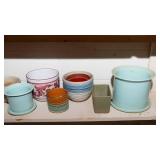 Variety of Pink and Blue Ceramic Planters