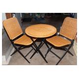 Wicker & Metal Folding Table and Chairs