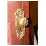 Antique Solid Wood Door with Etched Glass Inlay