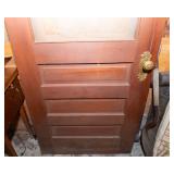 Antique Solid Wood Door with Etched Glass Inlay