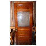 Antique Solid Wood Door with Etched Glass Inlay