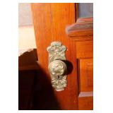 Antique Solid Wood Door with Etched Glass Inlay